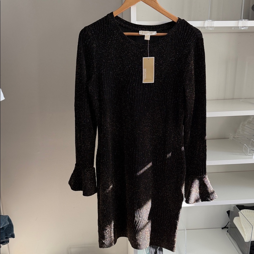 Michael Kors Sparkling Black Long Sleeve Dress